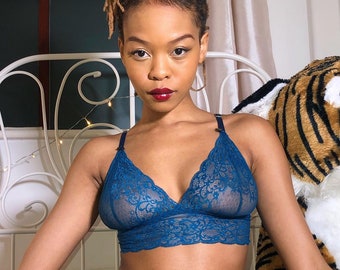 Teal stretch lace bralette