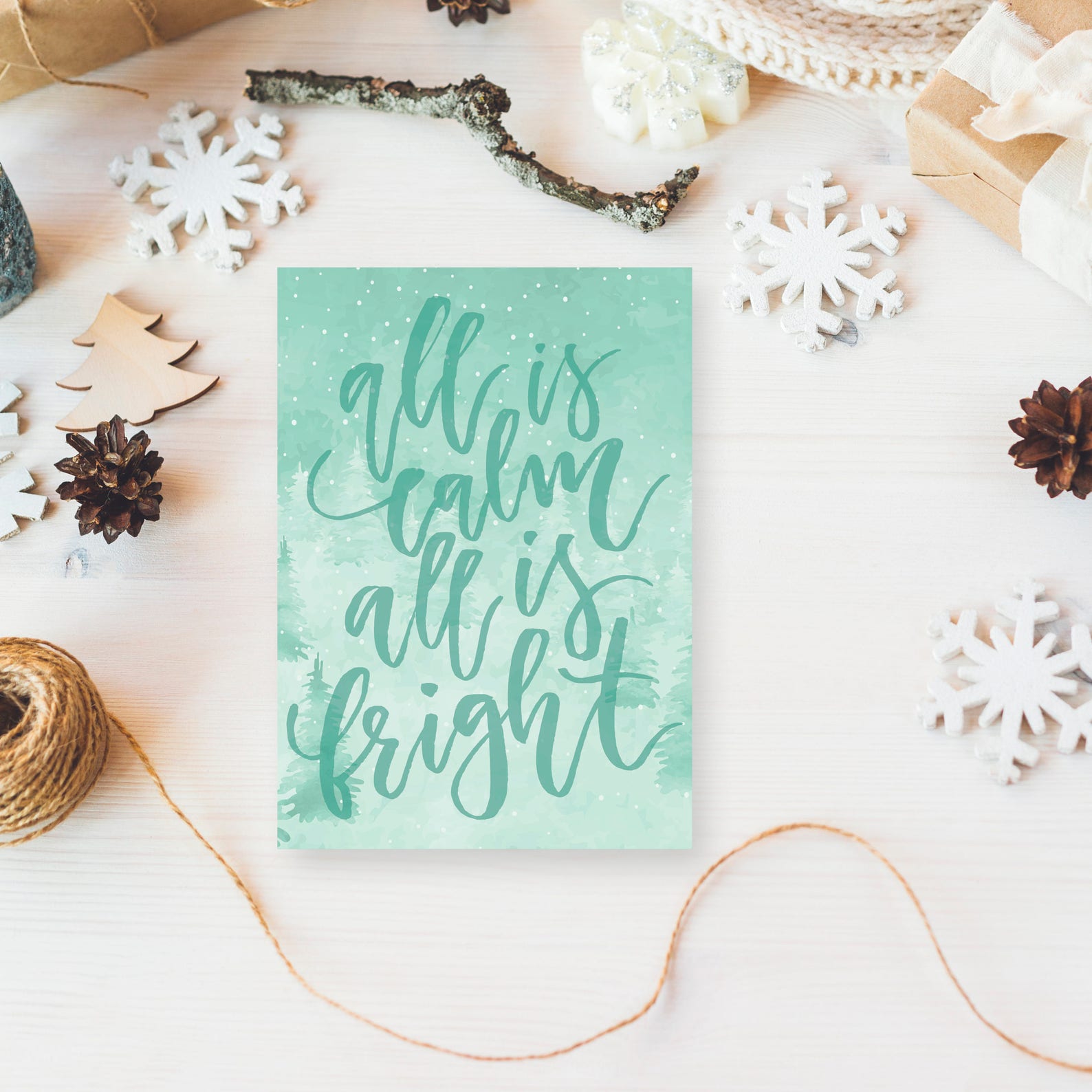 All is Calm All is Bright Card Christmas Cards Christmas Etsy