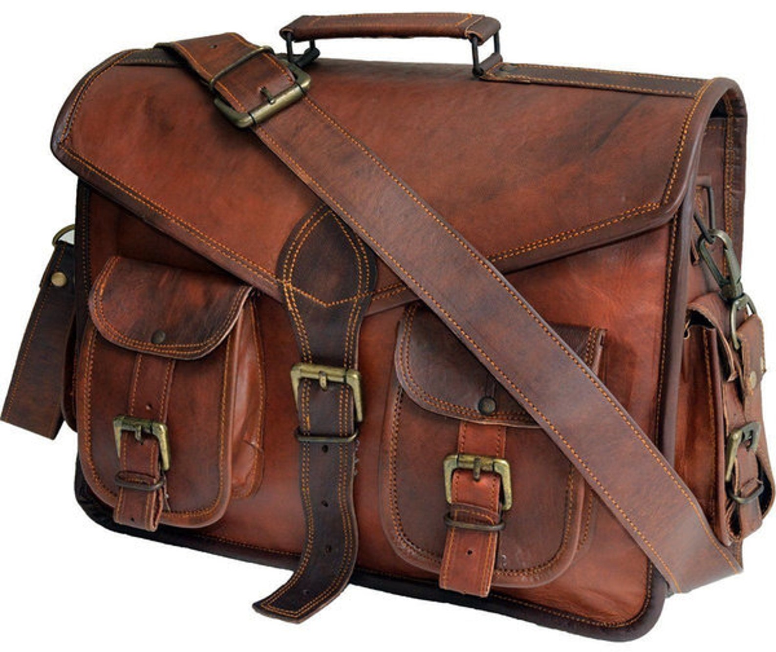 Medium Classic Leather Briefcase - Etsy