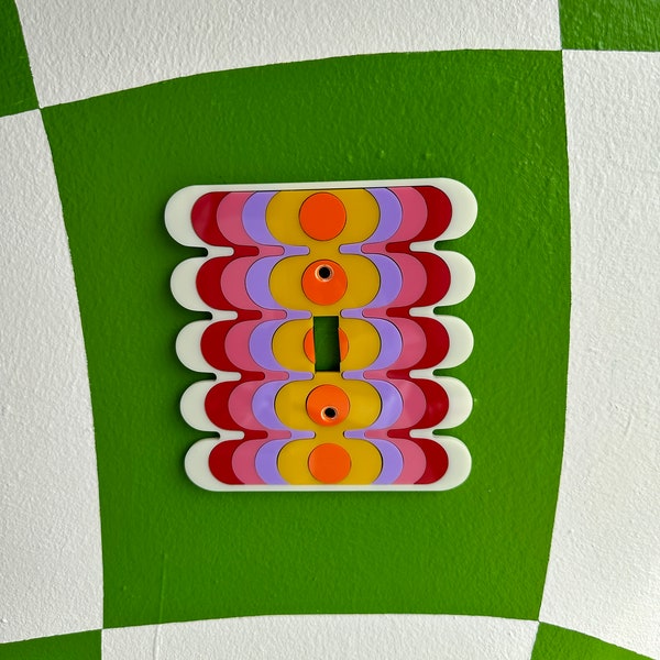 Funky 1970s Style Light Switch Plate - Retro Decor Accent Piece