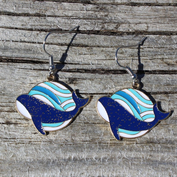 Killer Whale Earrings, Orca Dangle Earrings, Sea Life Earrings, Whale Lover Gifts, Beachy Earrings