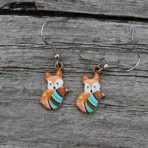 Small Orange Fox Dangle Earrings, Fox Earrings, Woodland Earrings, Cottagecore earrings, Fox Gifts