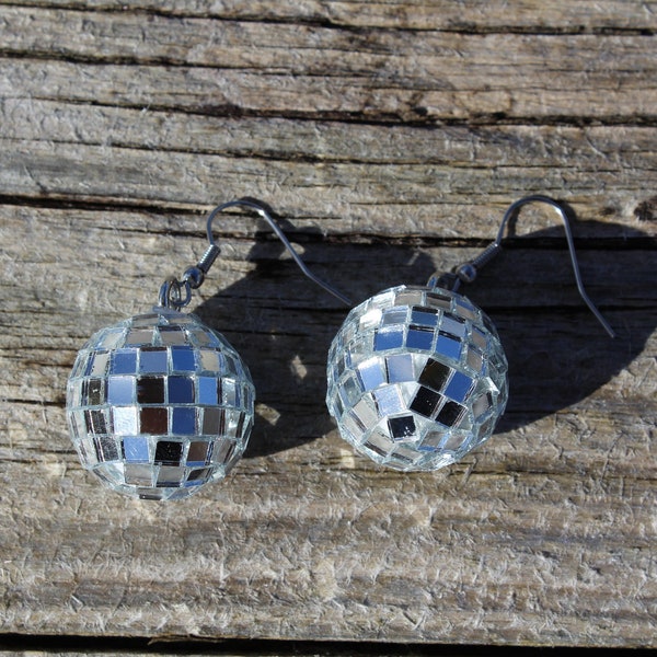 Disco Ball Dangle Earrings, Mirror Ball Earrings, 70s Party Earrings, 80s Earrings