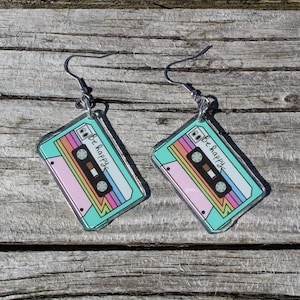 Retro Cassette Tape Earrings, 1980s Earrings, Throwback earrings, Music Lover Gifts
