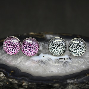 Leopard Cheetah Print Stud Earrings, 80s Earrings, Stainless Steel Earrings, Animal Print Earrings, Trendy Earrings