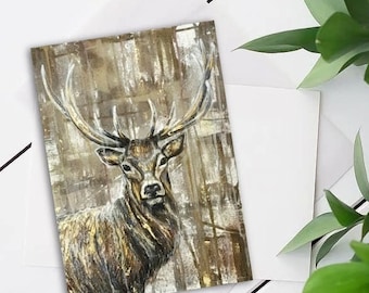 Stag Christmas card, Gift card, Large A5 card, Blank inside with envelope, Single or pack of 6 cards.