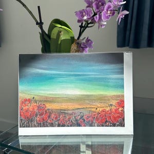 Greeting card, Gift card, Landscape card, Poppy card, English countryside art print, Thank you card, Birthday card, Get well card