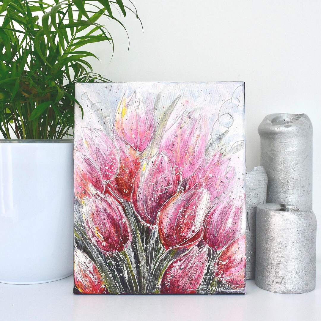 Tulip Wall Painting, Floral Wall Art, Original Acrylic Painting for ...