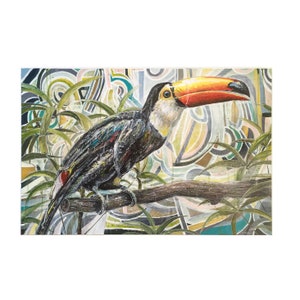 Impression d'art toucan, impression d'art mural couleur, oeuvre d'art d'oiseau tropical, impression A3 pour la décoration intérieure image 2