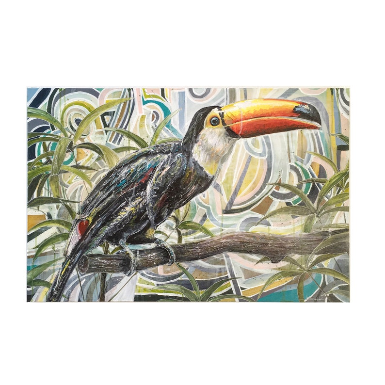 Impression d'art toucan, impression d'art mural couleur, oeuvre d'art d'oiseau tropical, impression A3 pour la décoration intérieure image 2