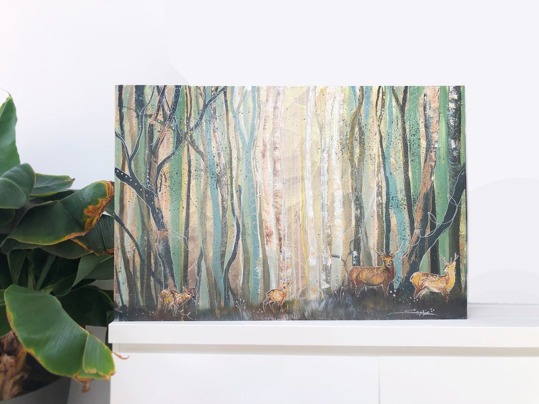 Woodland Canvas Painting, Original Wall Art, Contemporary Artwork