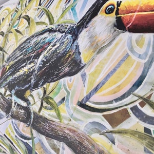 Impression d'art toucan, impression d'art mural couleur, oeuvre d'art d'oiseau tropical, impression A3 pour la décoration intérieure image 6