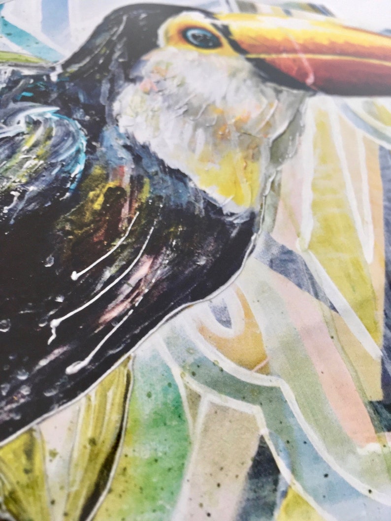 Impression d'art toucan, impression d'art mural couleur, oeuvre d'art d'oiseau tropical, impression A3 pour la décoration intérieure image 7