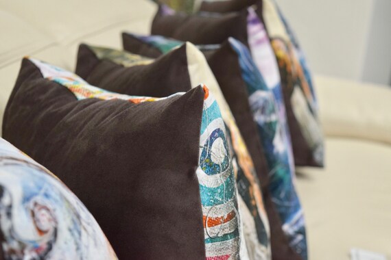 Artist Designed Vegan Suede Ostrich Cushion