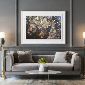 Chandelier wall art print, Fine art print, Luxury decor, Contemporary fine art giclée print, Large print for framing, Dining room decor