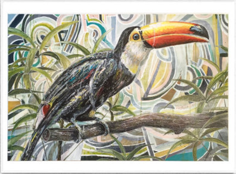 Impression d'art toucan, impression d'art mural couleur, oeuvre d'art d'oiseau tropical, impression A3 pour la décoration intérieure image 3
