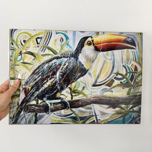 Impression d'art toucan, impression d'art mural couleur, oeuvre d'art d'oiseau tropical, impression A3 pour la décoration intérieure image 8