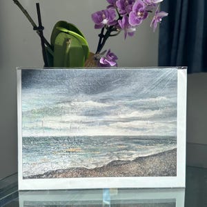 Biglietto di compleanno, biglietto di auguri con paesaggio costiero, biglietto con stampa artistica, biglietto A5 grande con busta