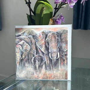Wenskaart olifant, vierkante cadeaukaart, blanco binnenkant, kaart en envelop van hoge kwaliteit, verjaardagskaart dieren, safarikaart