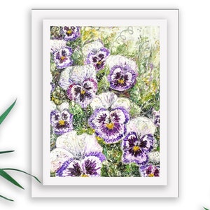 Blumen Wand Kunstdrucke, Stiefmütterchen Gemälde, Blumen Wand Kunst Dekor, Blumen Wohnkultur