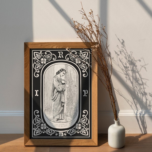 Vintage Catholic Art - French Christian Print - Christ knocking on the door - Printable Wall Art - Digital Download - Antique Engraving.