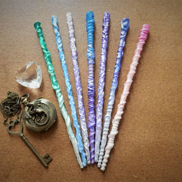 Pearl magic wand - Small 9 inches - Sci Fi Fantasy -  Arts and Crafts - Witch Wizard Fairy Unicorn - Party Favour - Fancy dress accessory