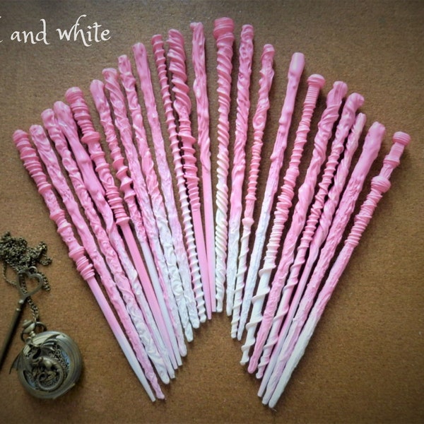 Pink Magic Wands - 9 inches - Fantasy inspired - Decorate Your Own Crafts - Fairy princess - Fancy Dress - Rose Gold Shimmer or pink/white