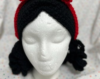 Peluca de Blancanieves, disfraz de Blancanieves, gorro, gorro de Disney, pelo de Blancanieves