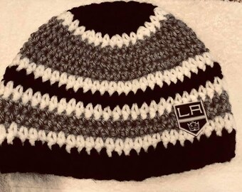 LA Kings Beanie mit Aufnäher gehäkelt