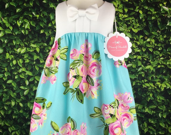The "Bow Tie Dress" in Blue Floral