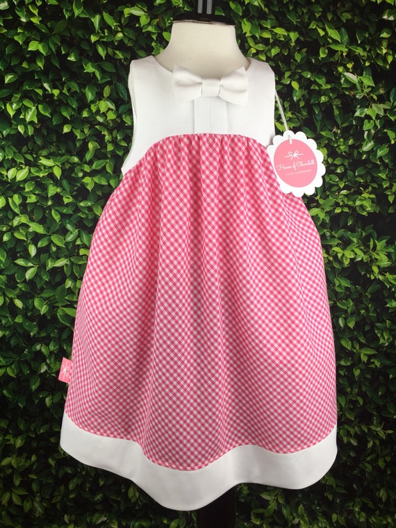 The 'Bow Tie Dress" in Pink & White Gingham