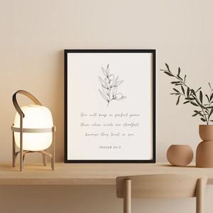 Christian Wall Art Neutral Home Decor Peace Bible Verse Print Minimalist Christian Art