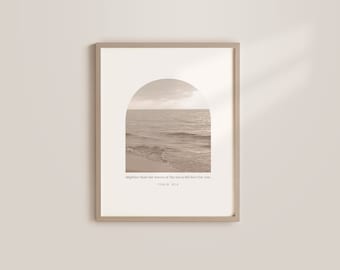 Christian Wall Art Ocean Christian Printable Beach Christian Wall Art Bible Verse Prints Modern Christian Print Neutral