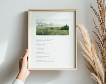 Impresión de arte cristiano Salmo 23 El Señor es mi pastor Arte mural cristiano Arte moderno con versículos bíblicos Arte mural bíblico Póster bíblico Arte de las Escrituras