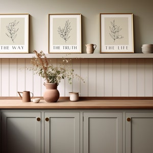 Bible Art Print Set of 3 The Way The Truth The Life Christian Wall Art John 14:6 Modern Biblical Art Neutral Scripture Poster Olive Branch
