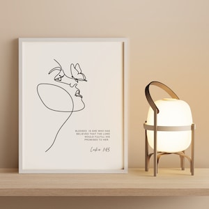Christian Wall Art Printable Luke 1:45 Bible Verse Print Christian Home Decor Gift for Women Minimalist Bible Art Print Neutral
