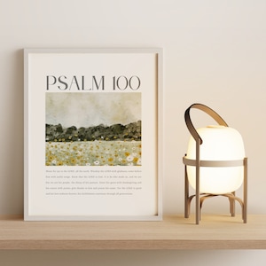 Christian Wall Art Modern Psalm 100 His love endures forever Print Christian Wall Art Neutral Bible Verse Prints