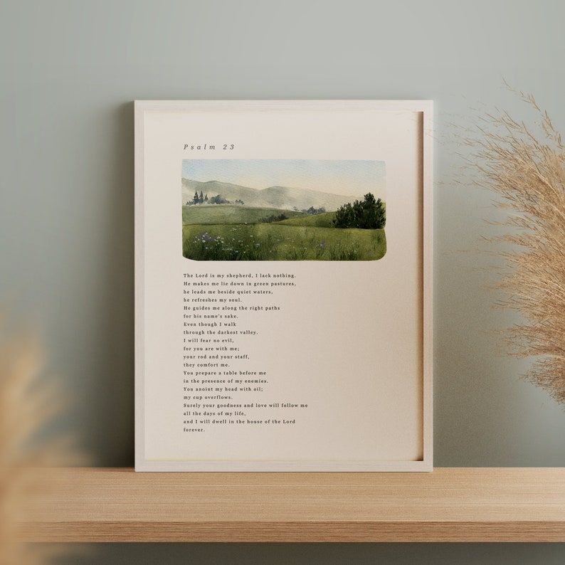 Christian Art Print Psalm 23 the Lord is My Shepherd Christian Wall Art ...