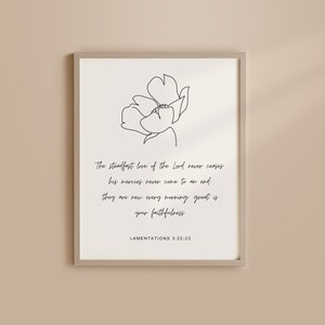 Christian Wall Art Great is your faithfulness Lamentations Bible Verse Print Printable Wall Art Minimalist Digital Download