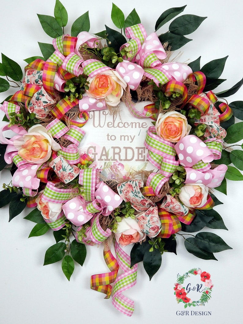 Spring Wreath for Front Door Garden Decor Easter Wreath Spring Door Decor Spring Floral Wreath Welcome Wreath Mothers Day Gift