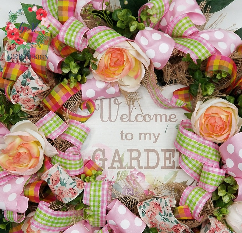 Spring Wreath for Front Door Garden Decor Easter Wreath Spring Door Decor Spring Floral Wreath Welcome Wreath Mothers Day Gift