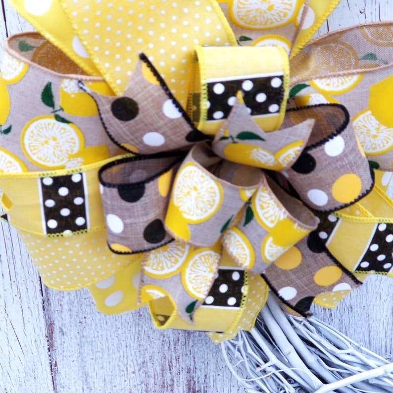Summer Lemon Wreath Bow Bow for Summer Decor Lemon Ribbon | Etsy