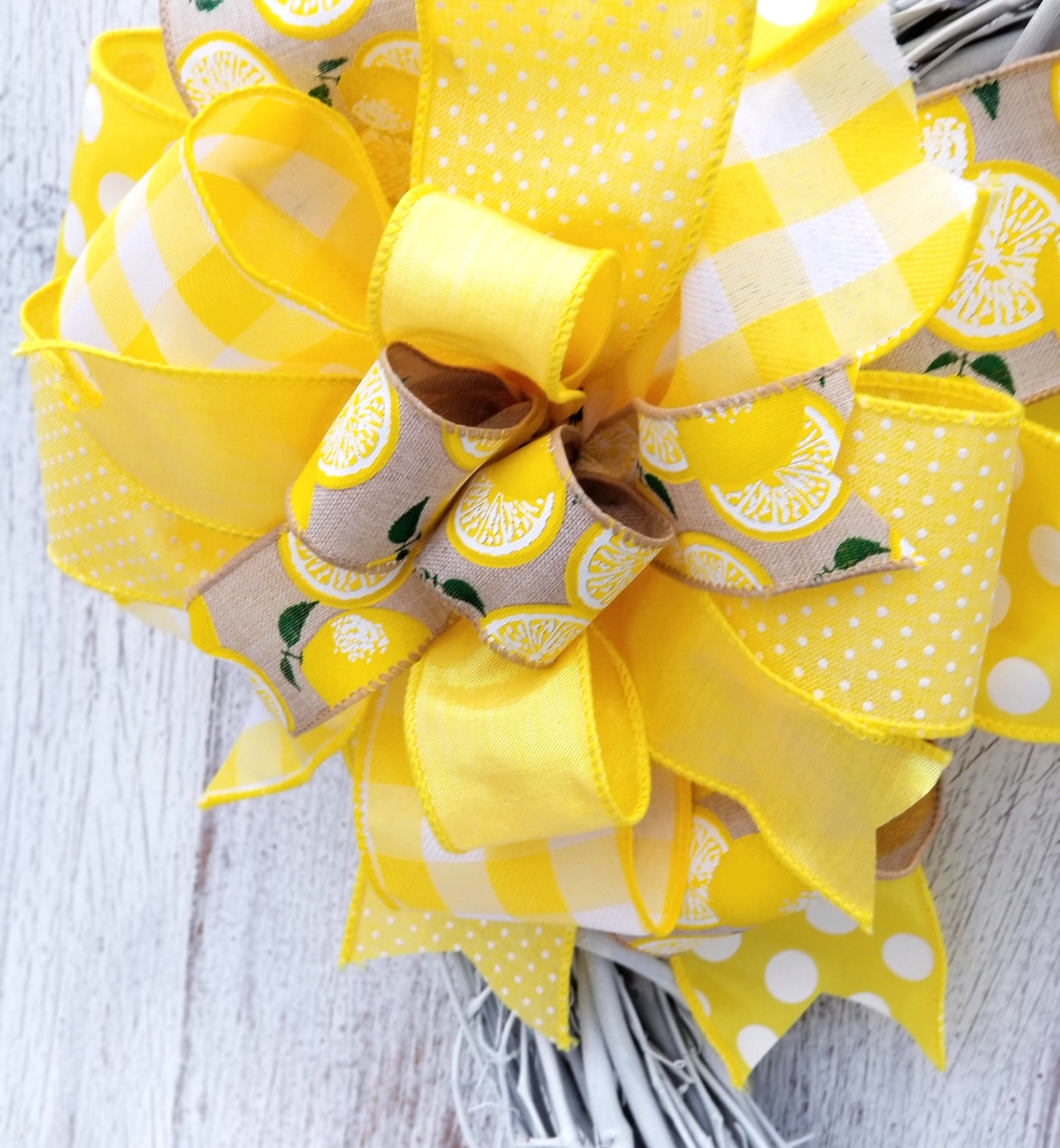 Spring Lemon Themed Bow Bow for Lemon Wreath Lemon Ribbon | Etsy