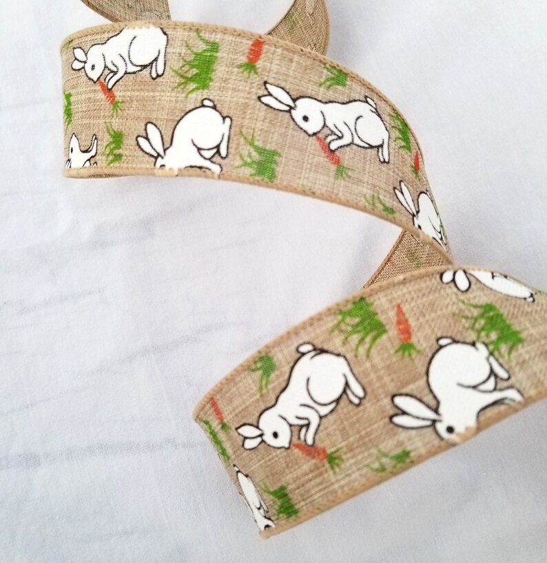 1.5 Easter Bunny & Carrot Wired Ribbon 5 yards Easter Etsy