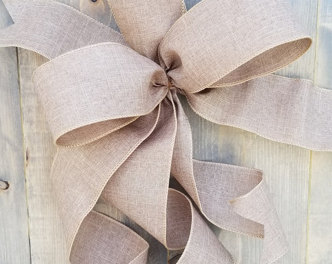 Bow for Everyday Wreath, Linen Ribbon, Rustic Decor, Lantern Swag Bow ...