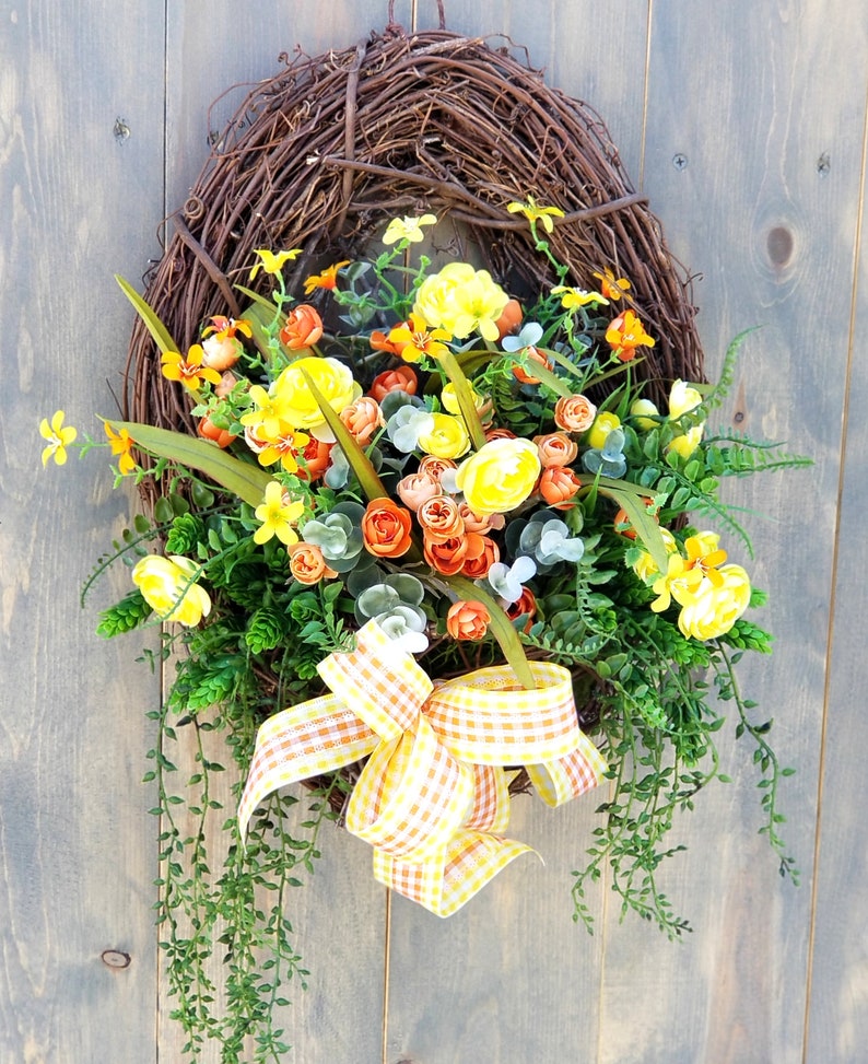 Spring Door Basket Wreath Grapevine Wall Basket Easter Door Etsy