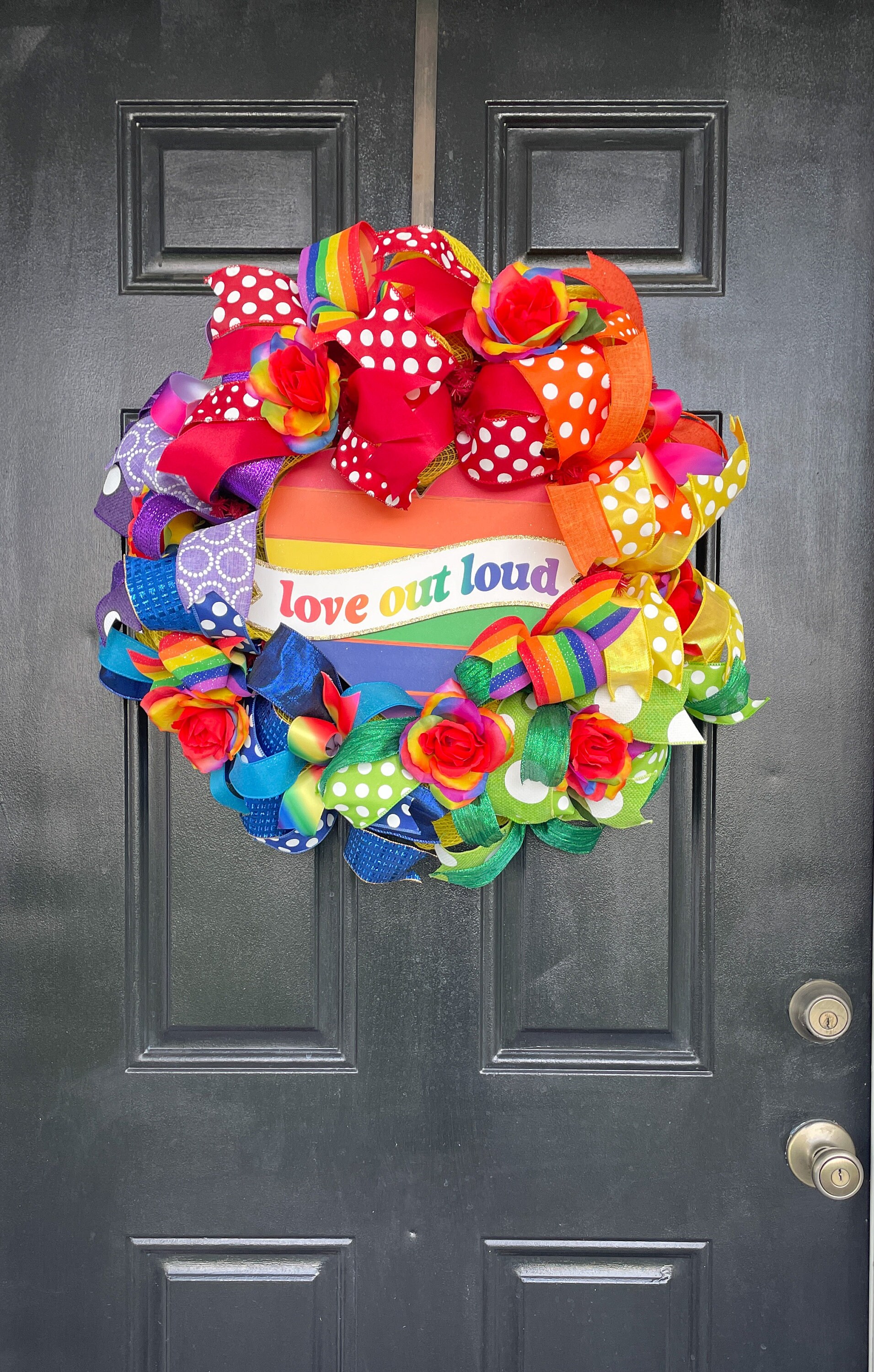 Pride Wreath For Front Door, Rainbow Welcome Wreath, LGBTQ, Gay