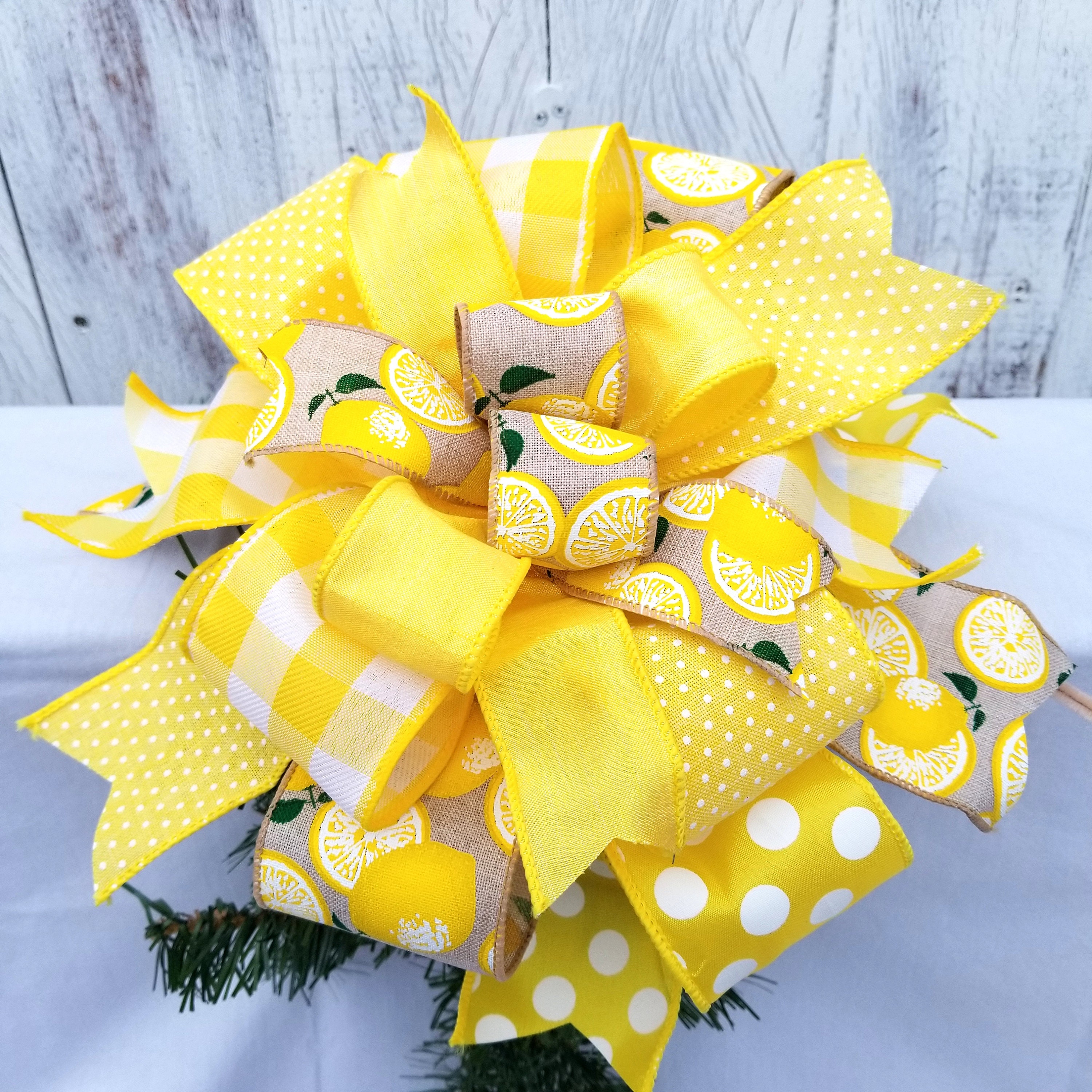Spring Lemon Themed Bow Bow for Lemon Wreath Lemon Ribbon | Etsy