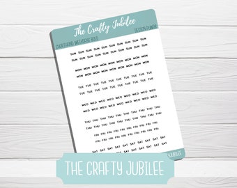 Days Of The Week Stickers Erin Condren 0786,0787,0788,0789,0790,0791,0792,0793,0794,0795 Solid Line For Planners ID 0785