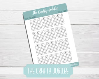 Blank Calendar Sticker Sheet - Black and White/Clear - Mini Calendar Stickers - Bullet Journal - Planner Stickers